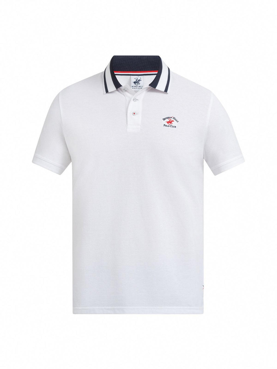 Beverly Hills Polo Club UK-COLLAR STRIPE POLO SHIRT WHITE