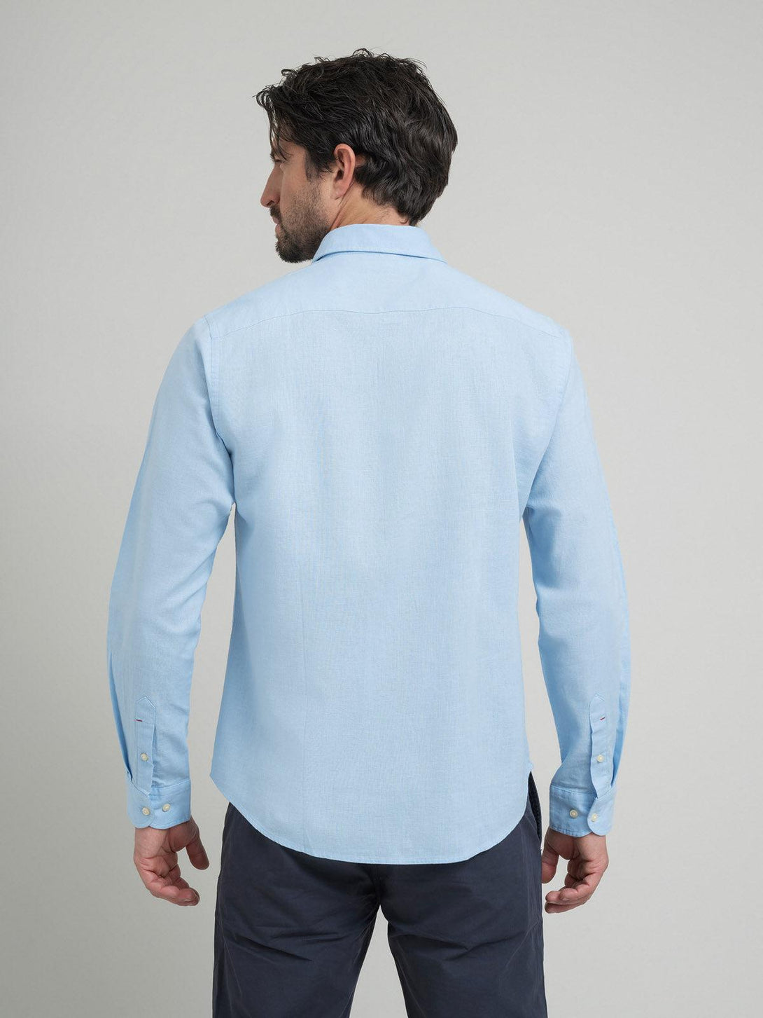 Beverly Hills Polo Club UK-CONTRAST BUTTON SHIRT LIGHT BLUE