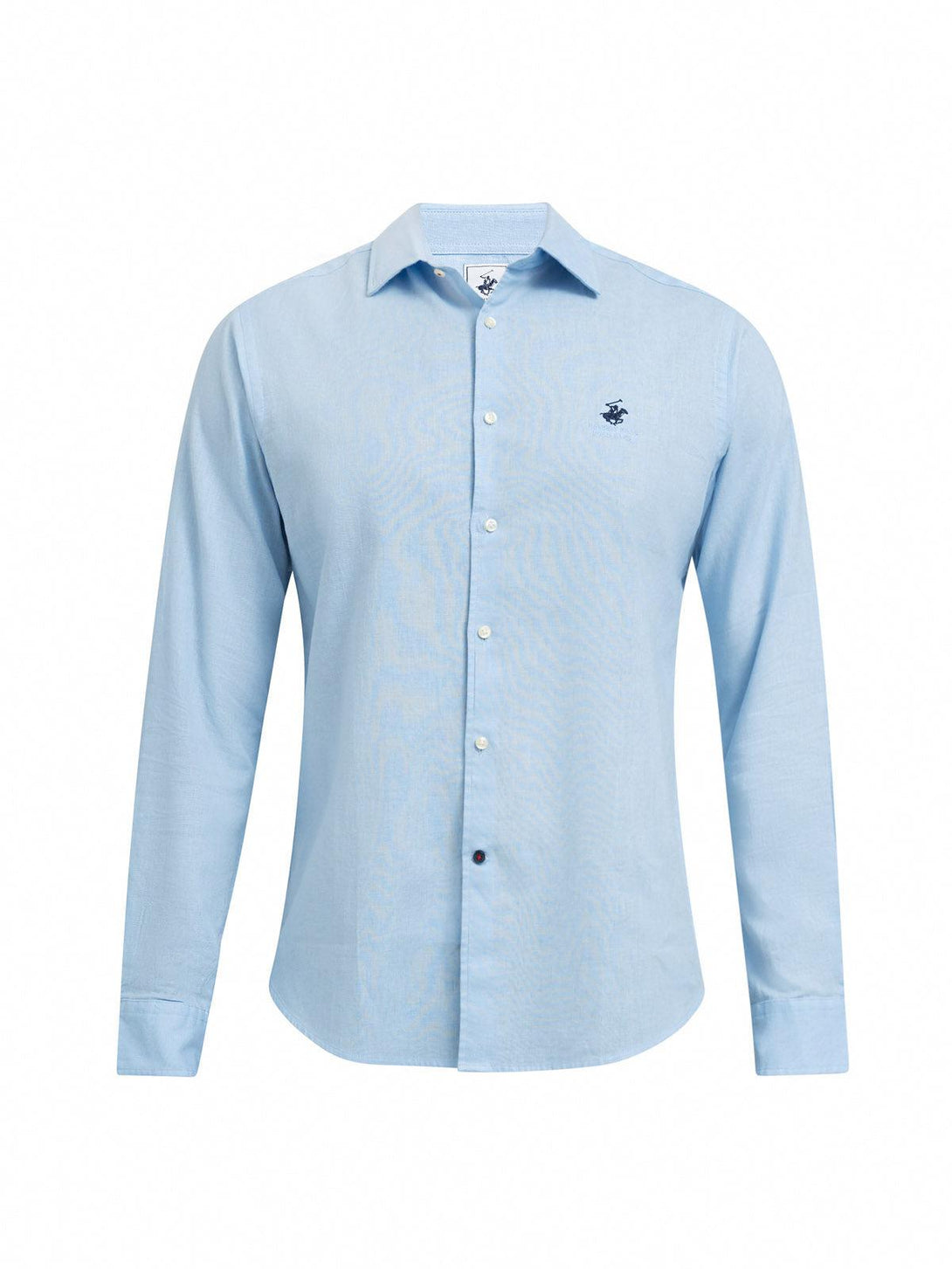 Beverly Hills Polo Club UK-CONTRAST BUTTON SHIRT LIGHT BLUE