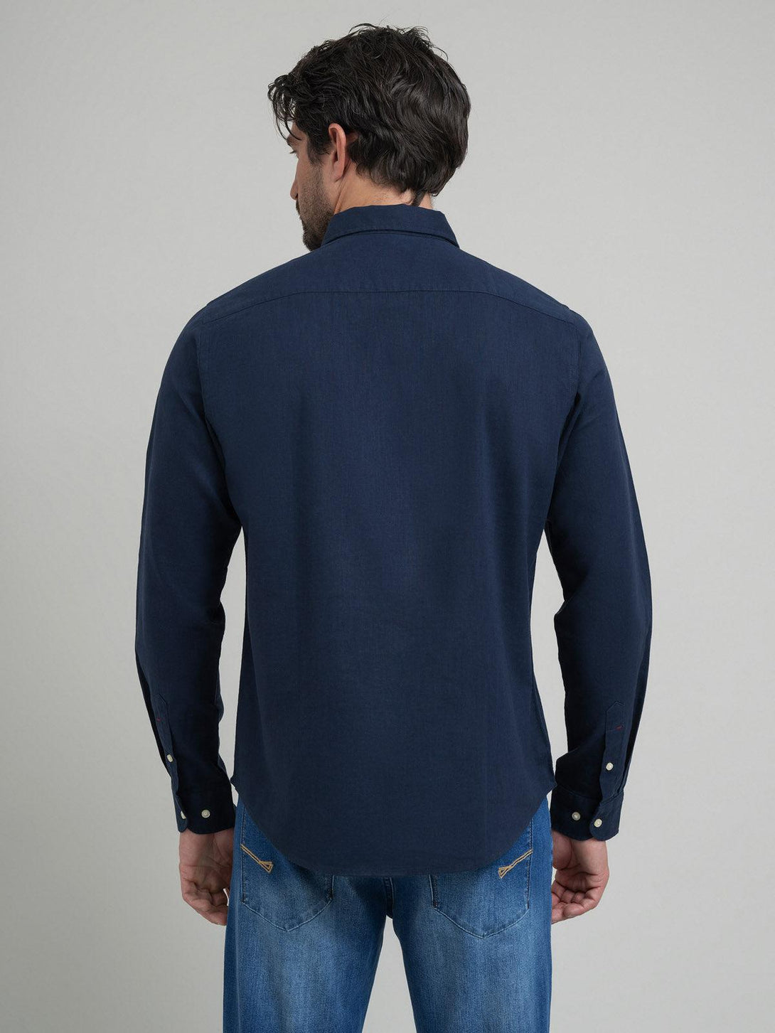 Beverly Hills Polo Club UK-CONTRAST BUTTON SHIRT NAVY