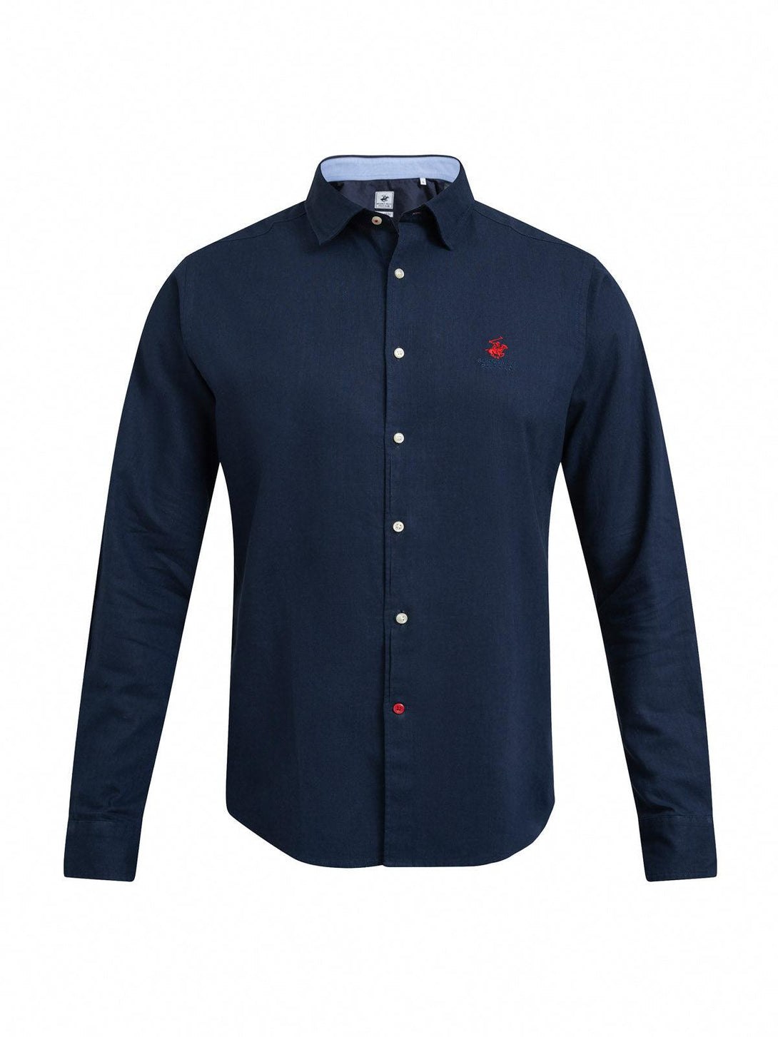 Beverly Hills Polo Club UK-CONTRAST BUTTON SHIRT NAVY