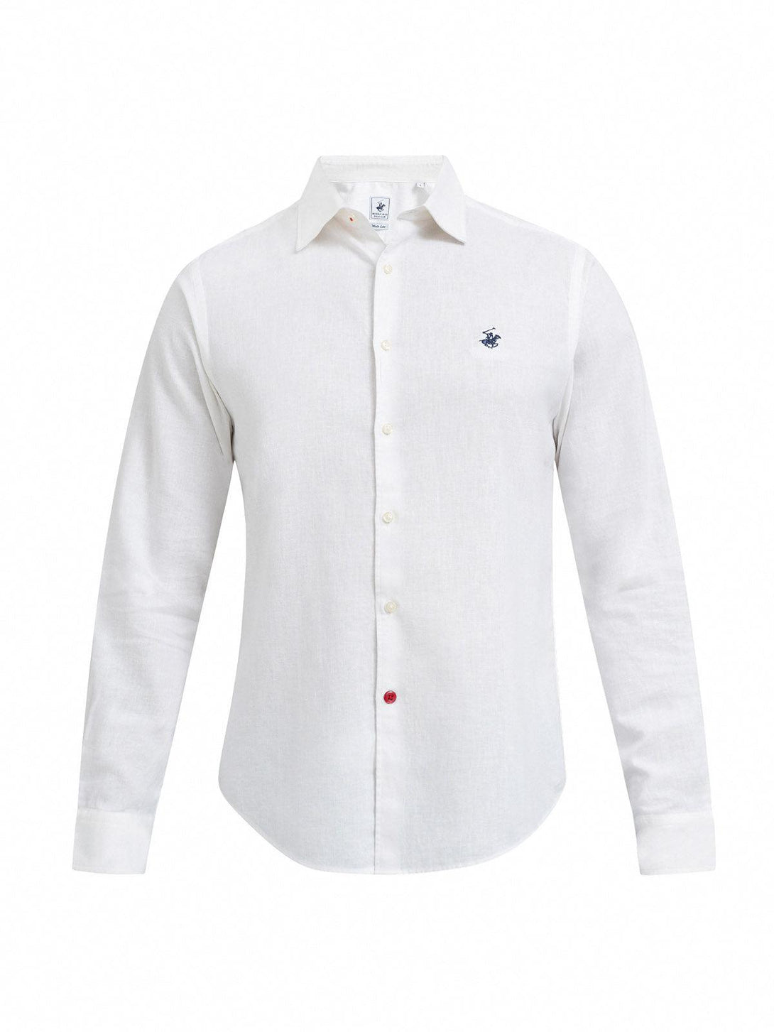 Beverly Hills Polo Club UK-CONTRAST BUTTON SHIRT WHITE