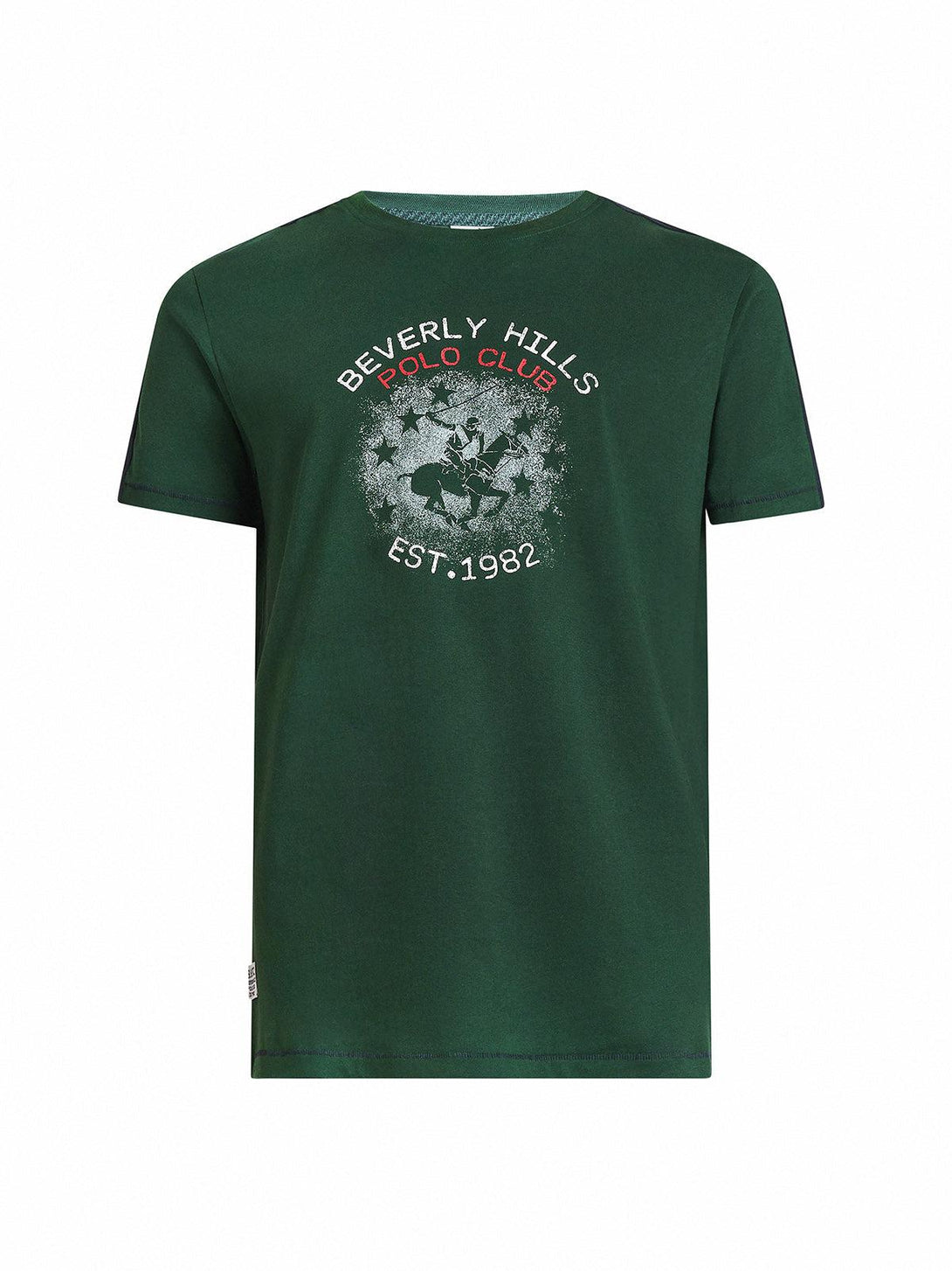 Beverly Hills Polo Club UK-CONTRAST DETAIL BLOCK PRINT T-SHIRT ARMY GREEN