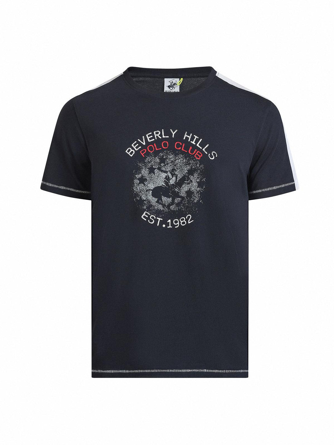 Beverly Hills Polo Club UK-CONTRAST DETAIL BLOCK PRINT T-SHIRT NAVY