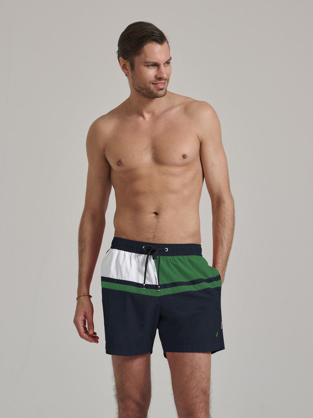 Beverly Hills Polo Club UK-CONTRAST PANEL SWIM SHORTS NAVY