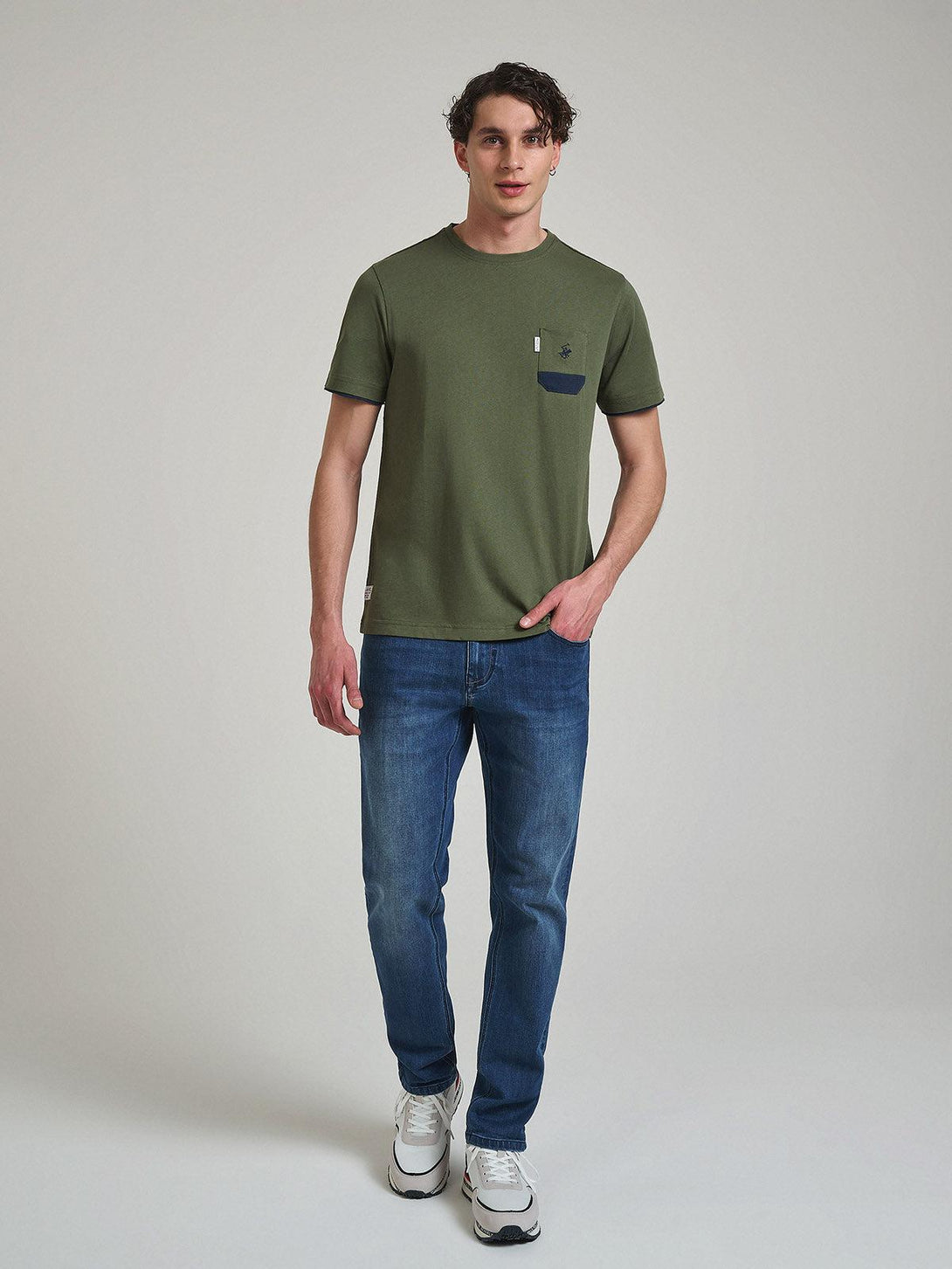 Beverly Hills Polo Club UK-CONTRAST POCKET PATCH T-SHIRT ARMY GREEN