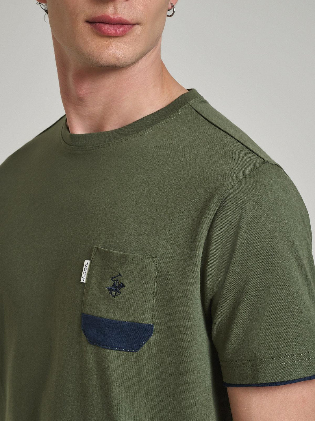 Beverly Hills Polo Club UK-CONTRAST POCKET PATCH T-SHIRT ARMY GREEN