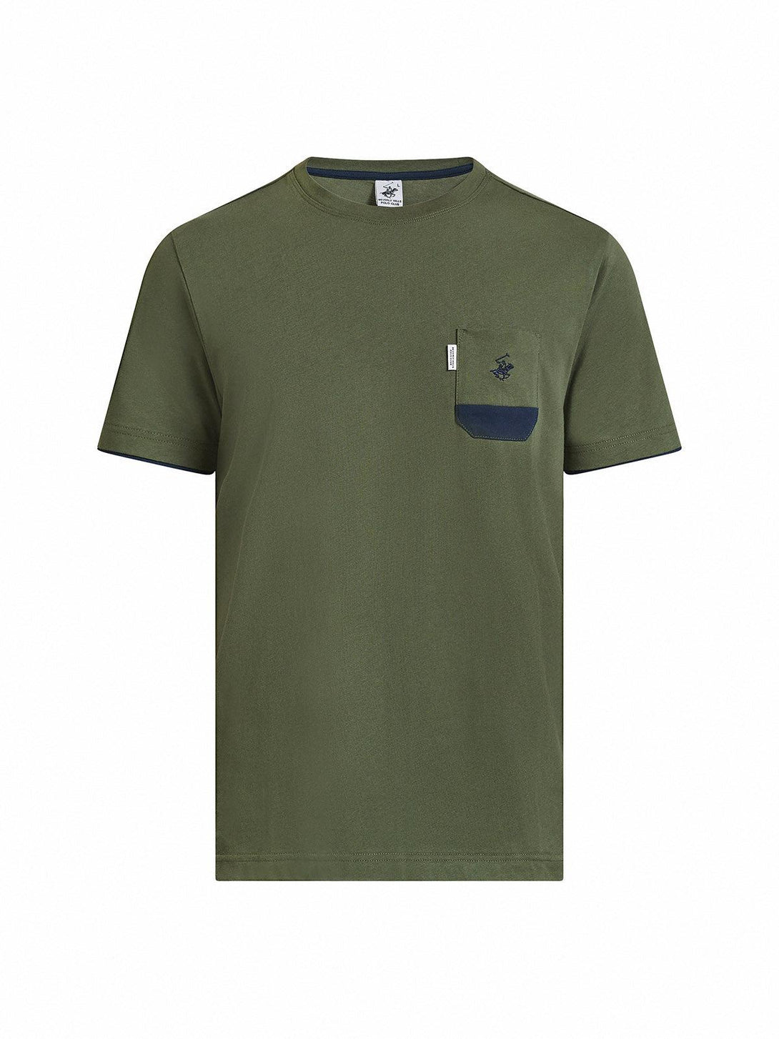 Beverly Hills Polo Club UK-CONTRAST POCKET PATCH T-SHIRT ARMY GREEN