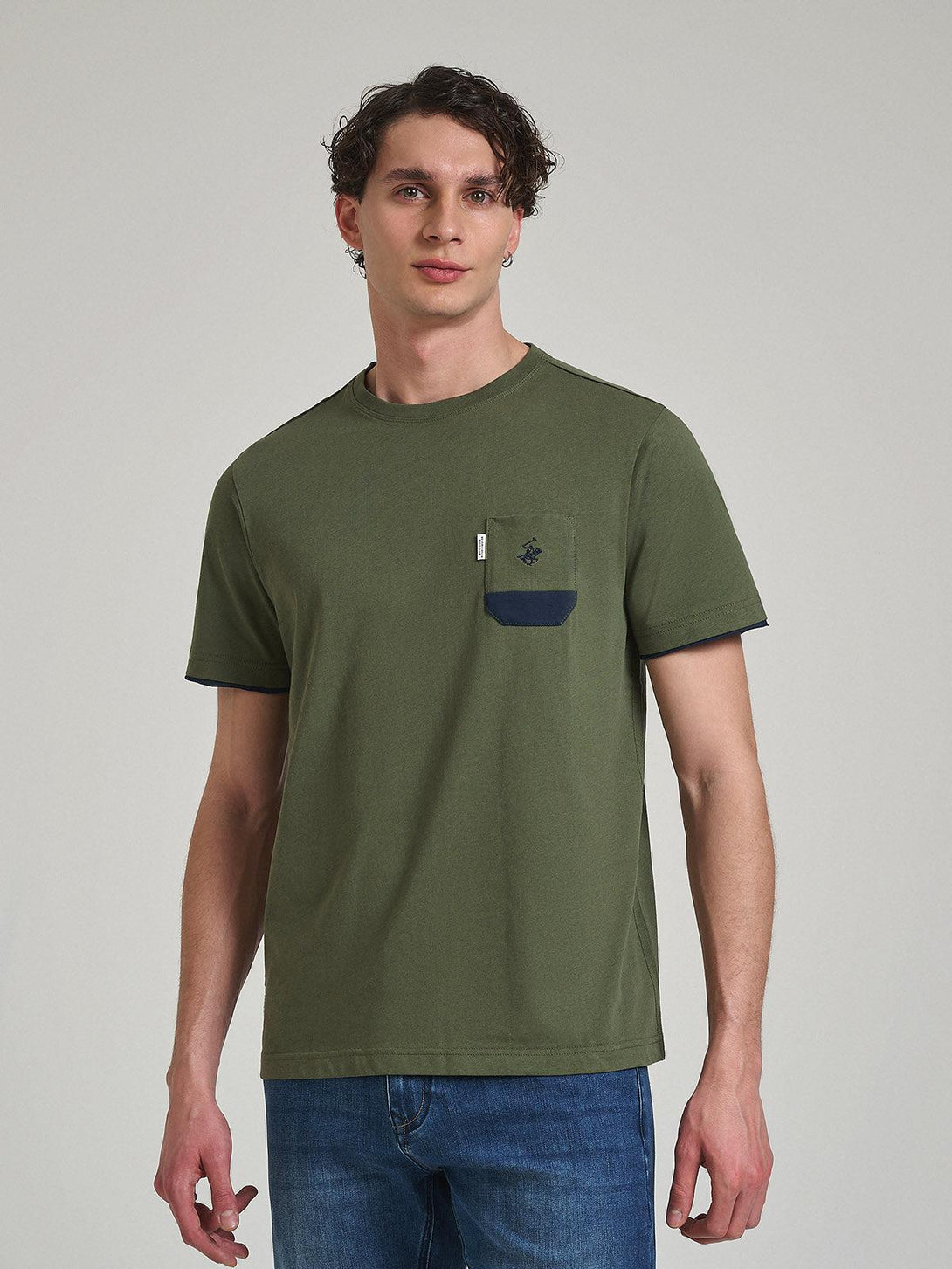 Beverly Hills Polo Club UK-CONTRAST POCKET PATCH T-SHIRT ARMY GREEN