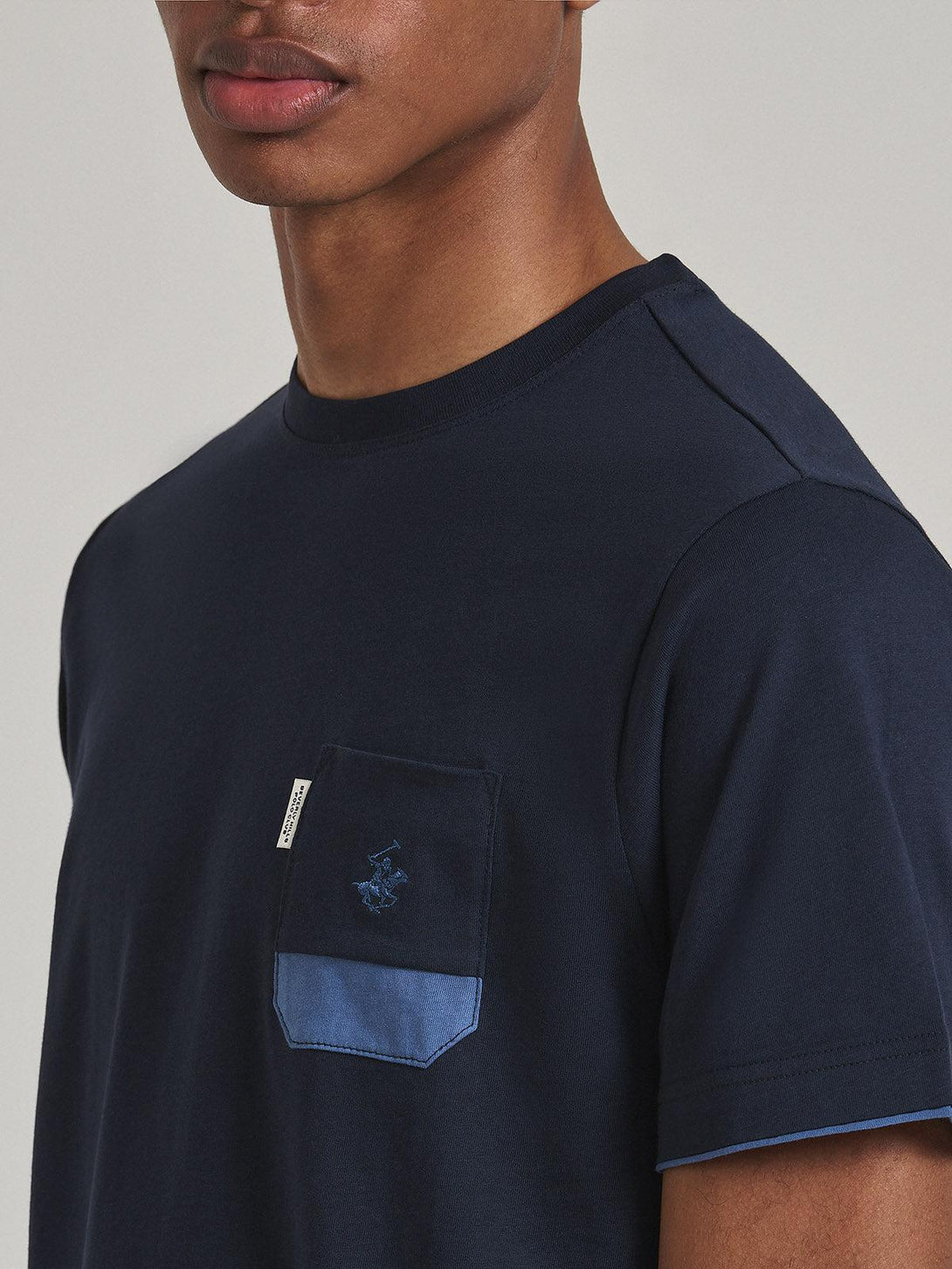 Beverly Hills Polo Club UK-CONTRAST POCKET PATCH T-SHIRT NAVY