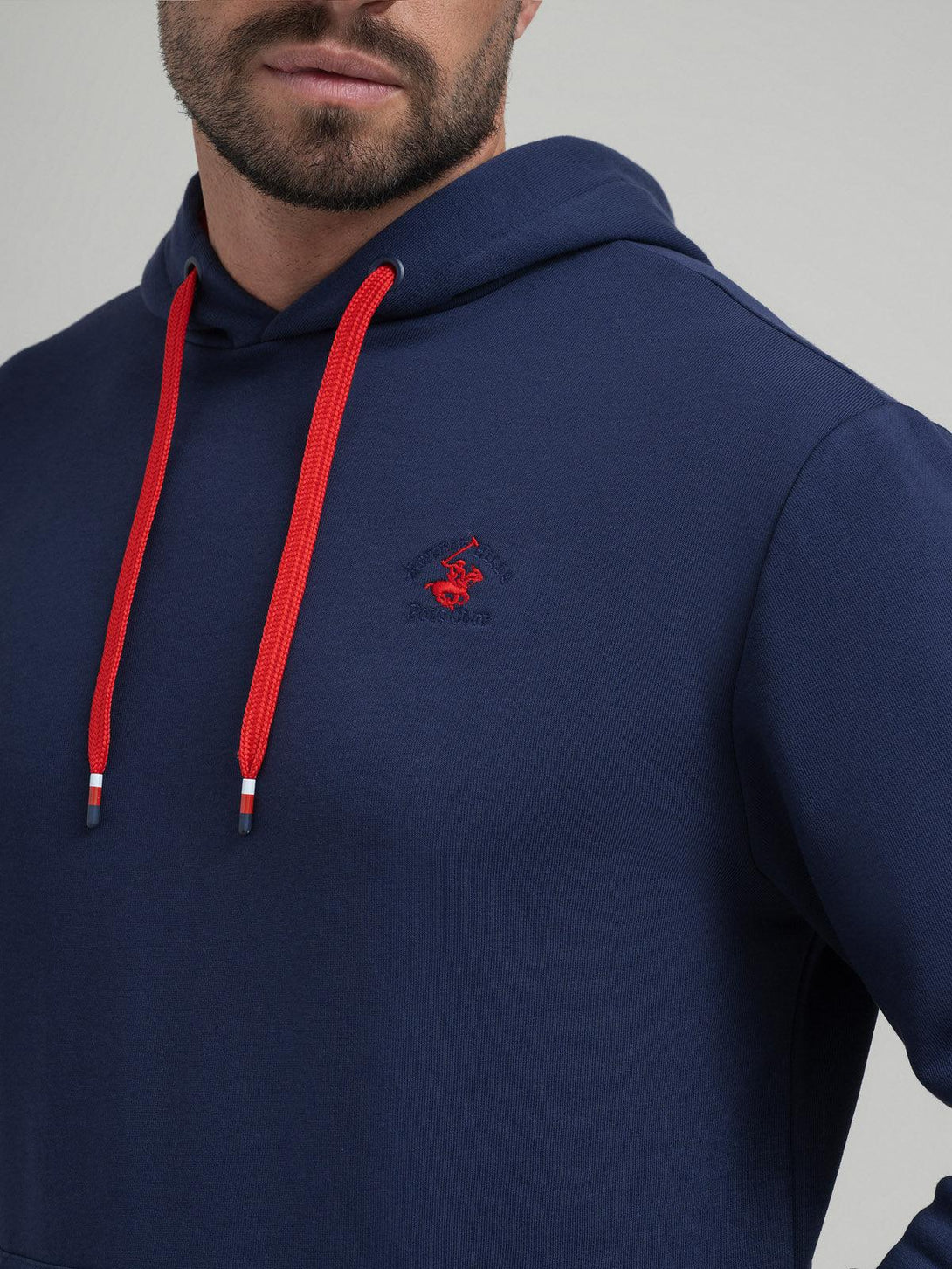 Beverly Hills Polo Club UK-CONTRAST POLO PONY HOODIE NAVY