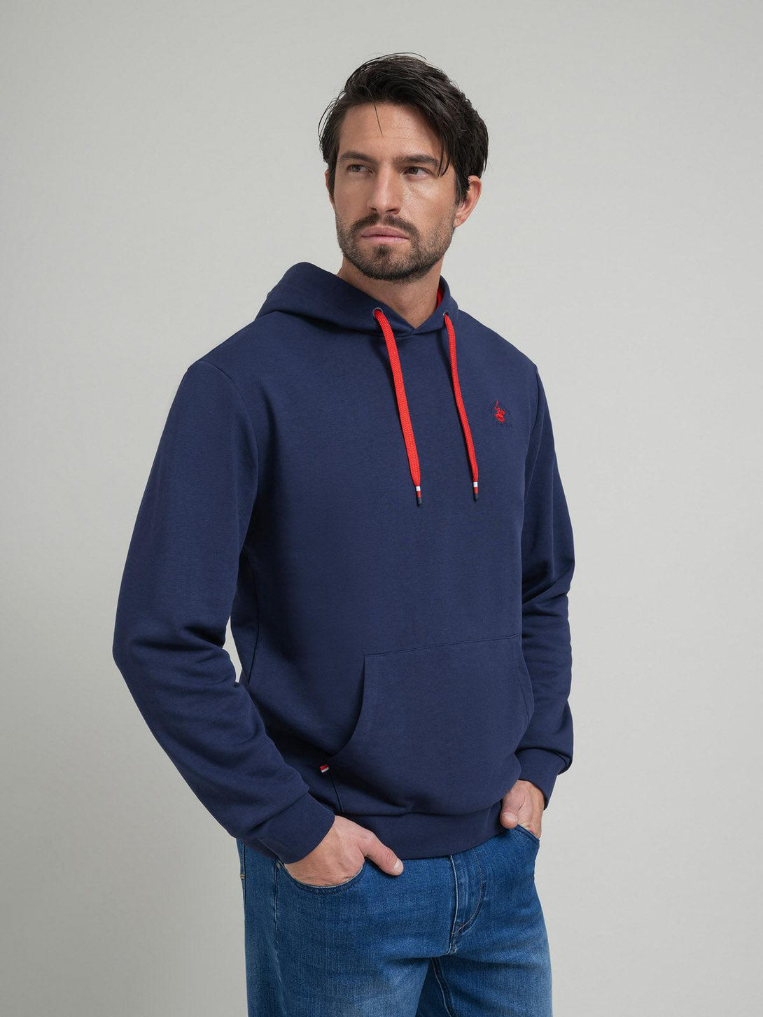 Beverly Hills Polo Club UK-CONTRAST POLO PONY HOODIE NAVY