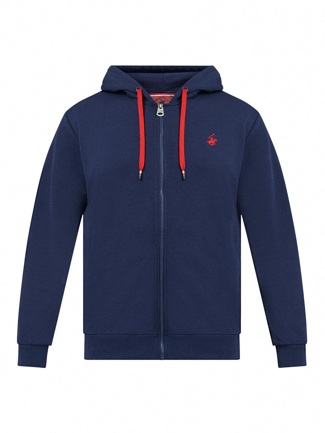 Beverly Hills Polo Club UK-CONTRAST POLO PONY ZIP HOODIE NAVY