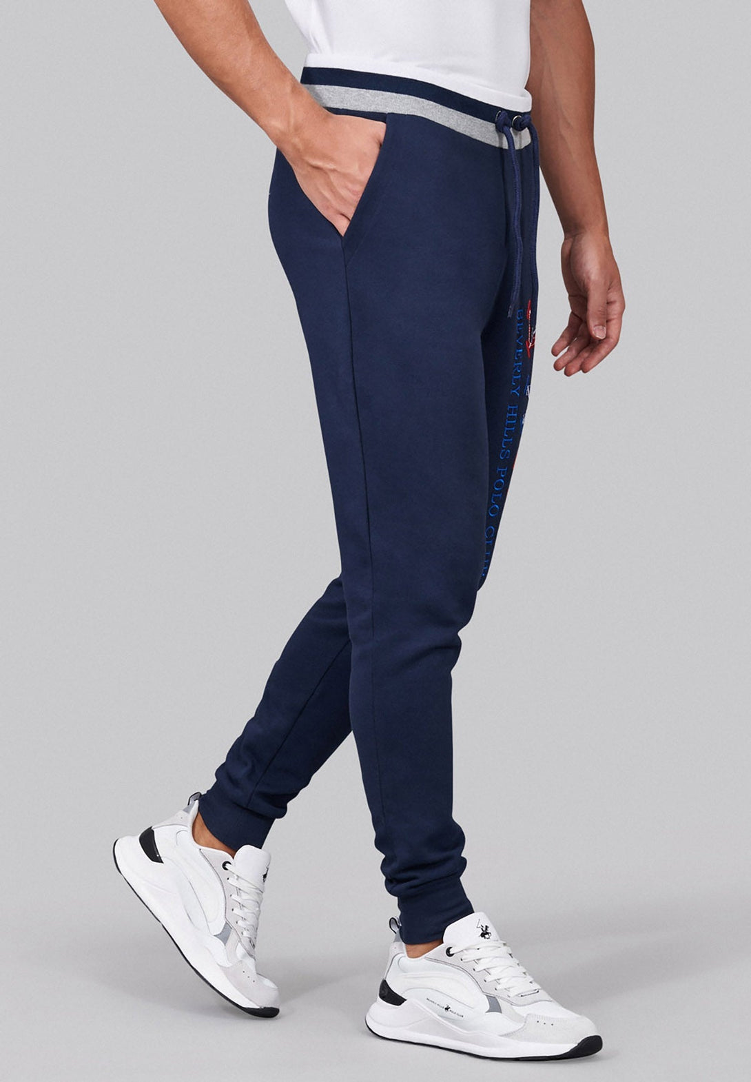 Beverly Hills Polo Club UK-CONTRAST STRIPE WAIST JOGGERS NAVY