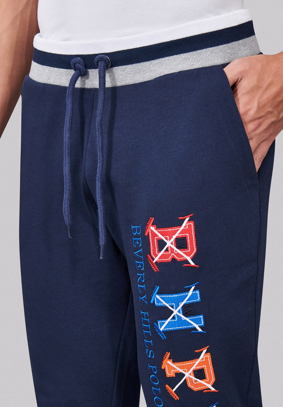 Beverly Hills Polo Club UK-CONTRAST STRIPE WAIST JOGGERS NAVY