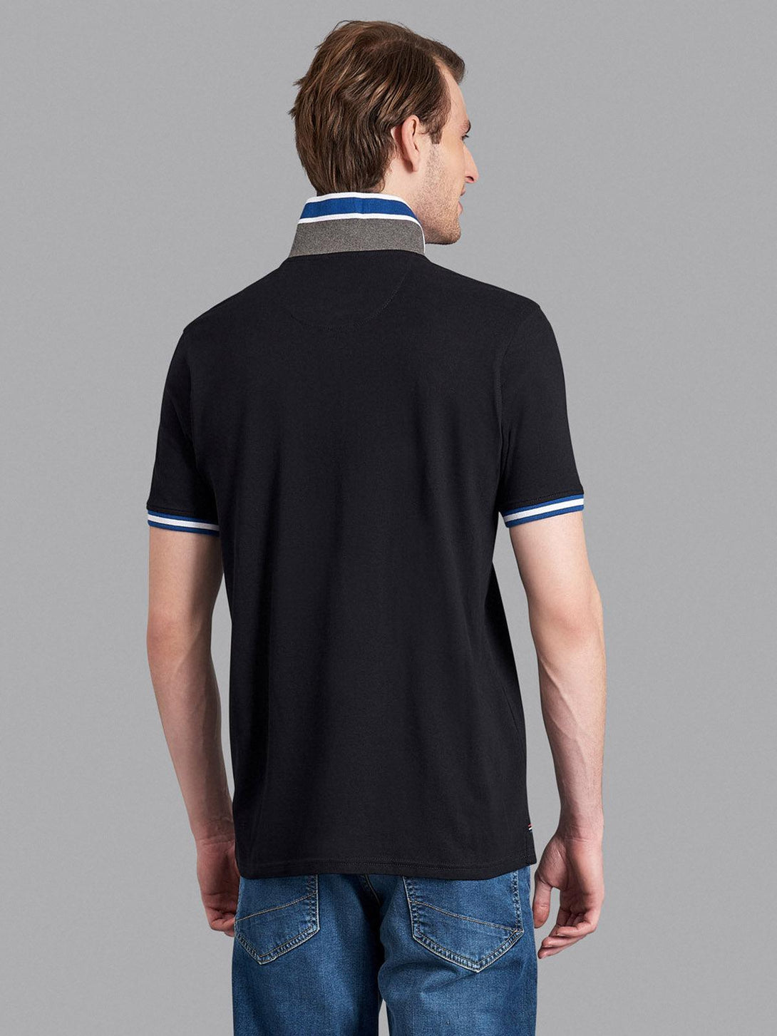 Beverly Hills Polo Club UK-CONTRAST TIPPED SIGNATURE POLO SHIRT BLACK