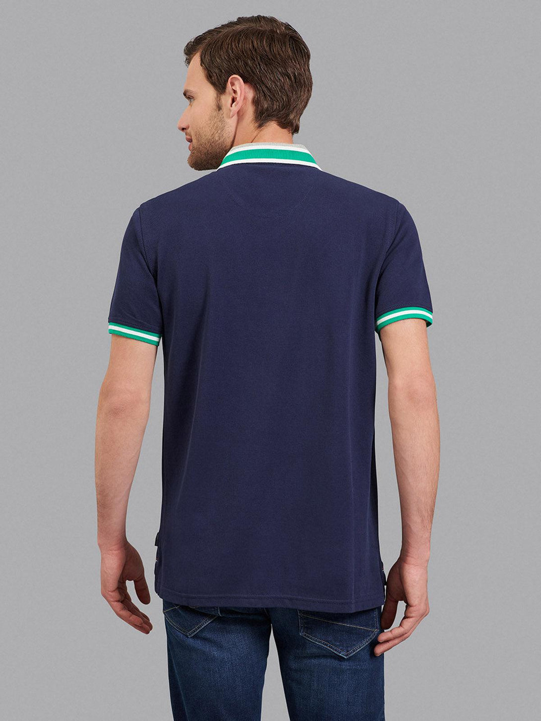 Beverly Hills Polo Club UK-CONTRAST TIPPED SIGNATURE POLO SHIRT TRUE NAVY