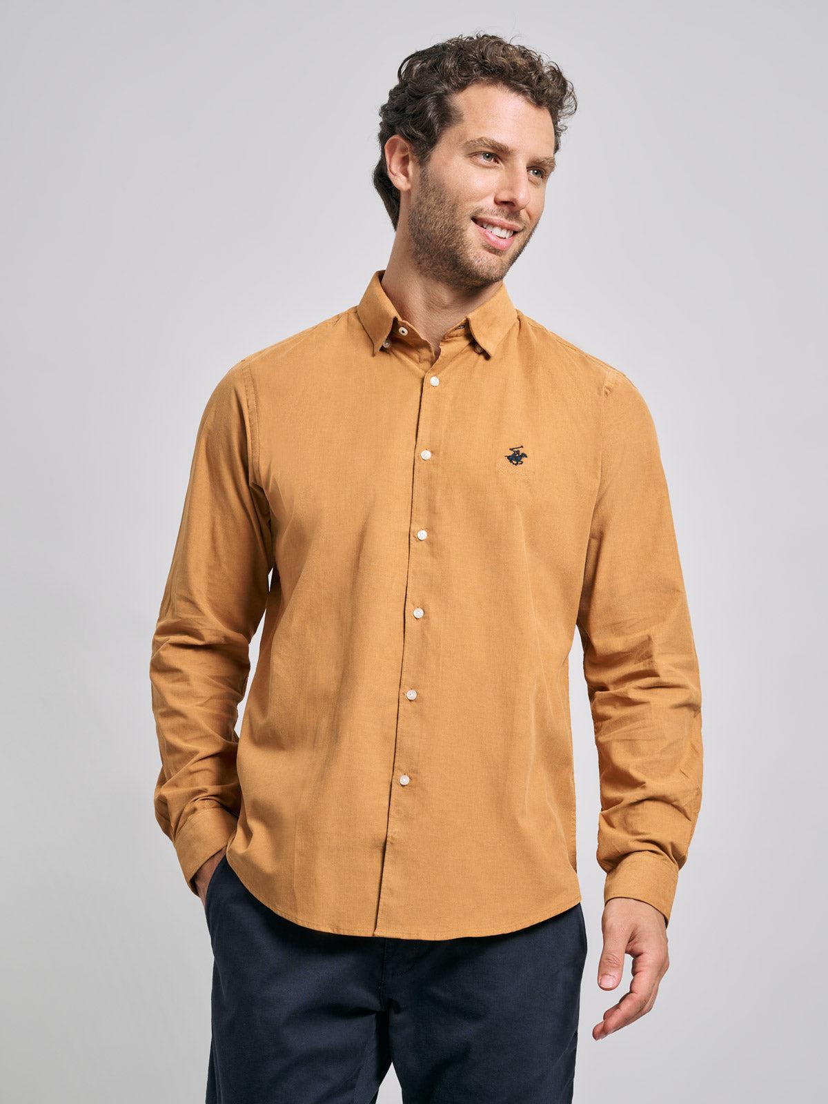 beverly hills polo club CORDUROY SHIRT CAMEL