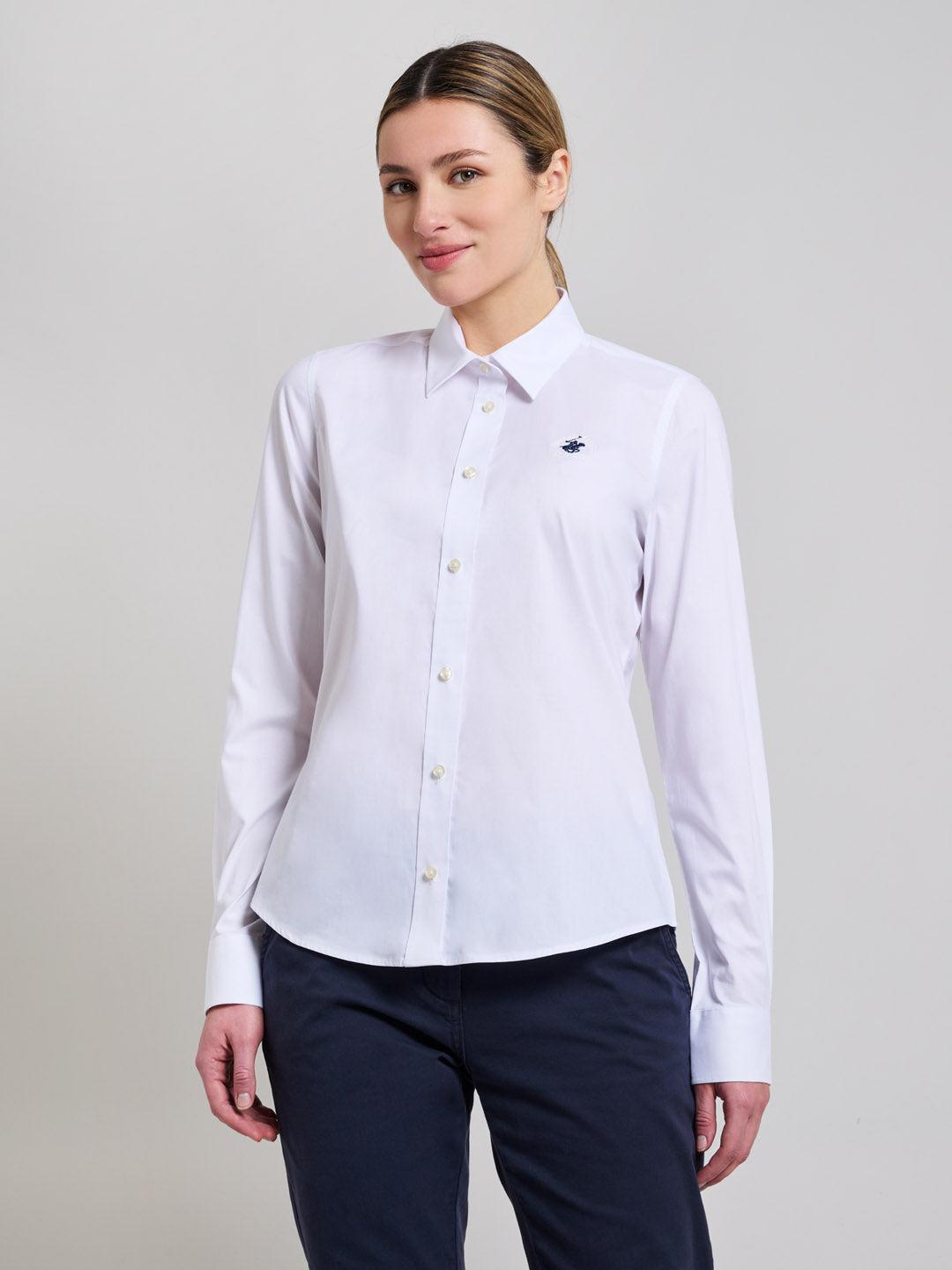 Beverly Hills Polo Club UK-COTTON OXFORD SHIRT GHOST WHITE