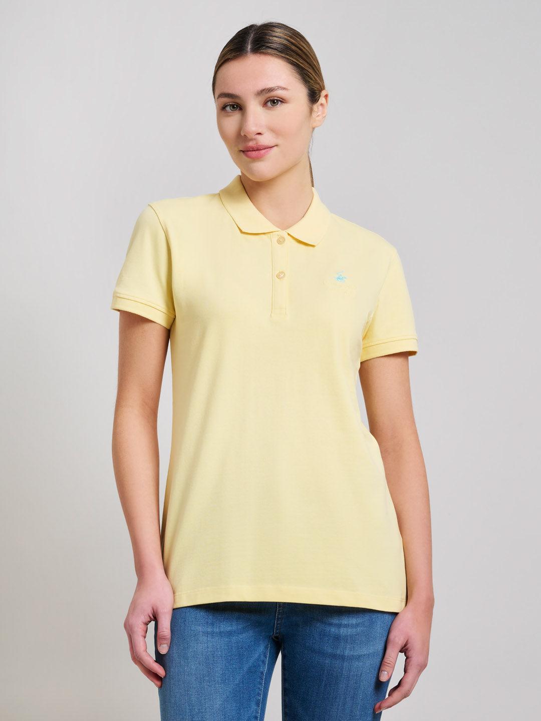 Beverly Hills Polo Club UK-COTTON PIQUE POLO SHIRT BROKEN YELLOW