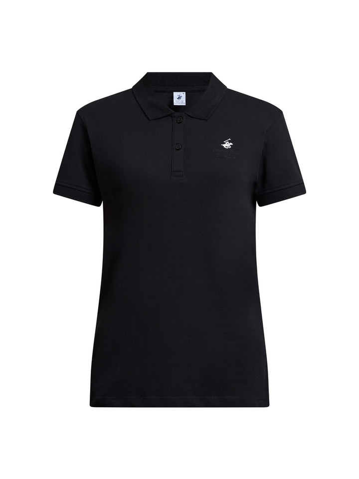 Beverly Hills Polo Club UK-COTTON PIQUE POLO SHIRT CLUB BLACK