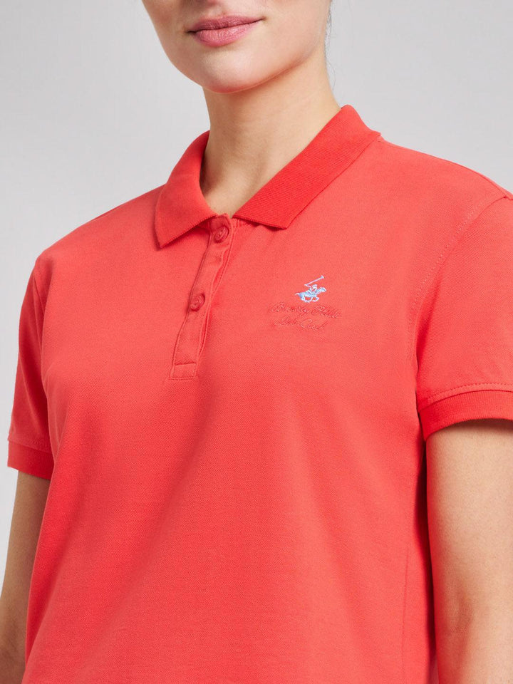 Beverly Hills Polo Club UK-COTTON PIQUE POLO SHIRT SUNSHINE PEACH