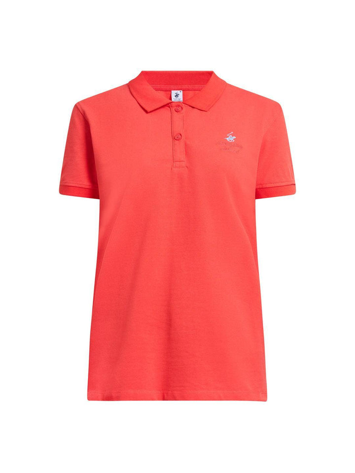 Beverly Hills Polo Club UK-COTTON PIQUE POLO SHIRT SUNSHINE PEACH