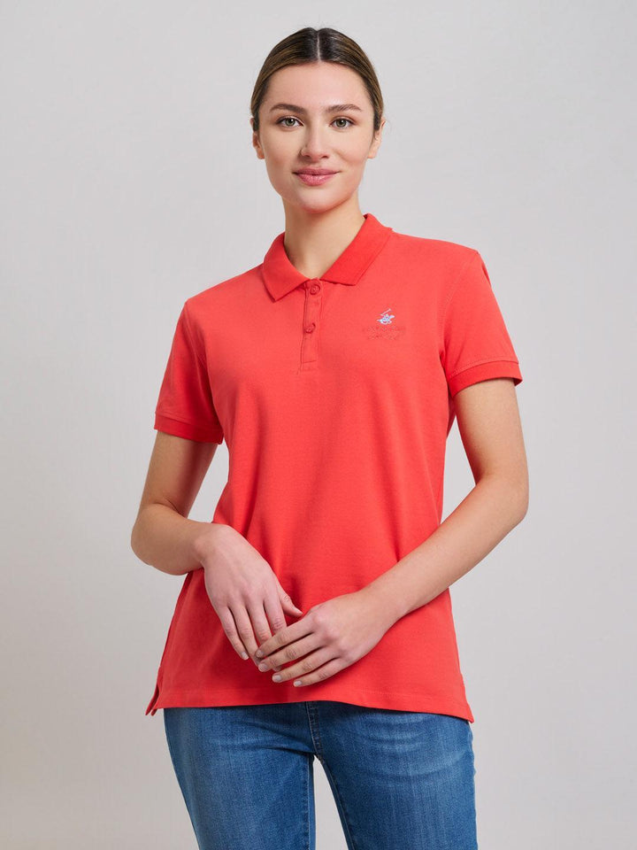 Beverly Hills Polo Club UK-COTTON PIQUE POLO SHIRT SUNSHINE PEACH
