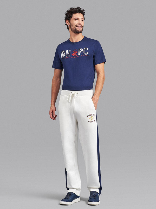 Beverly Hills Polo Club UK-CREST PANEL OPEN HEM SWEATPANTS SNOW