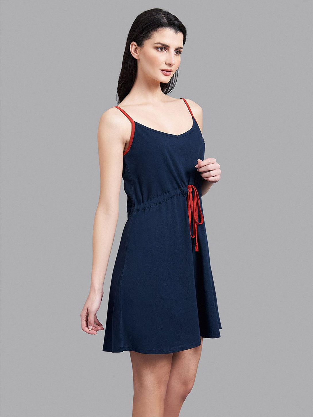 Beverly Hills Polo Club UK-DRAWSTRING WAIST DRESS NAVY