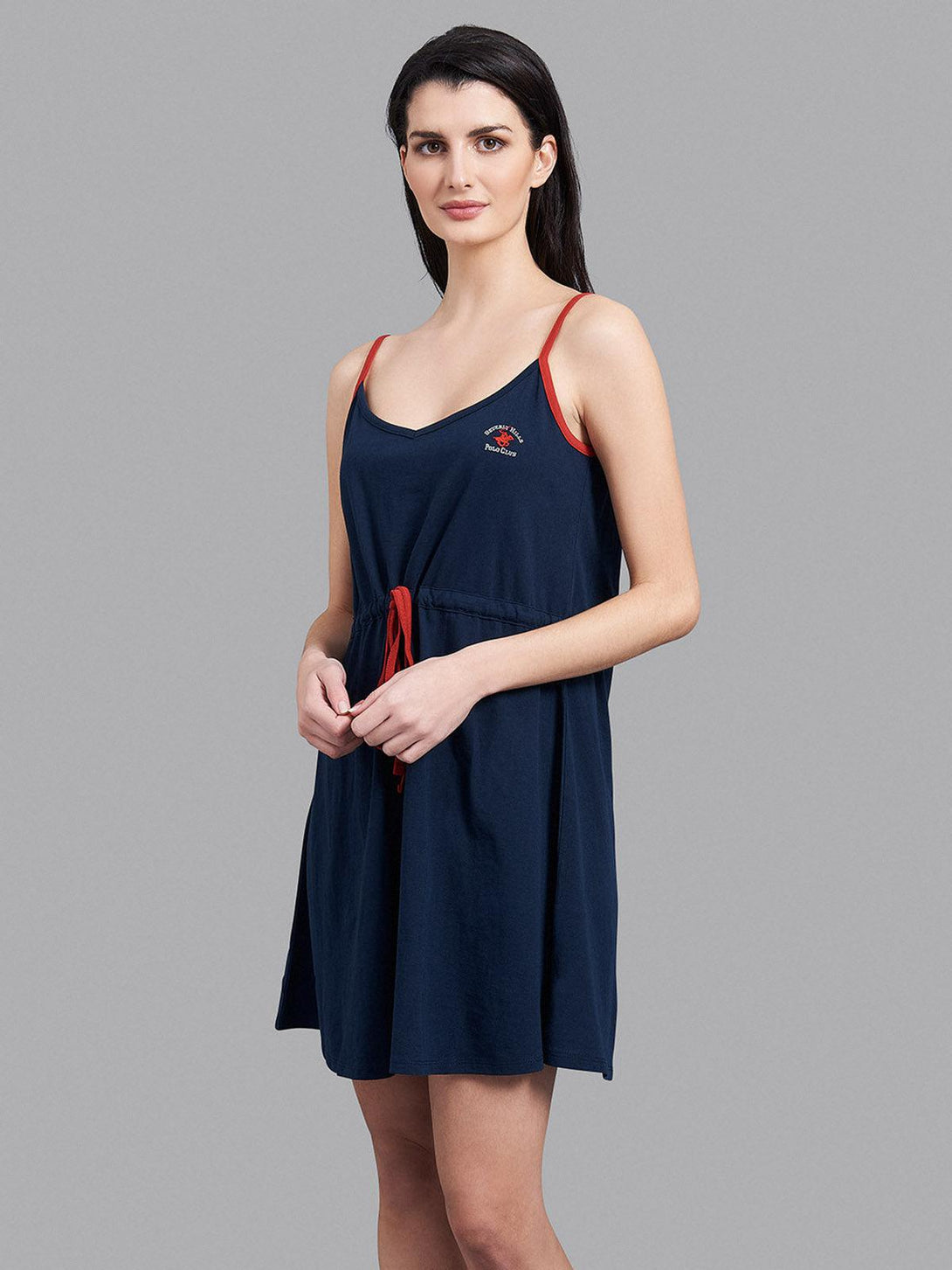 Beverly Hills Polo Club UK-DRAWSTRING WAIST DRESS NAVY