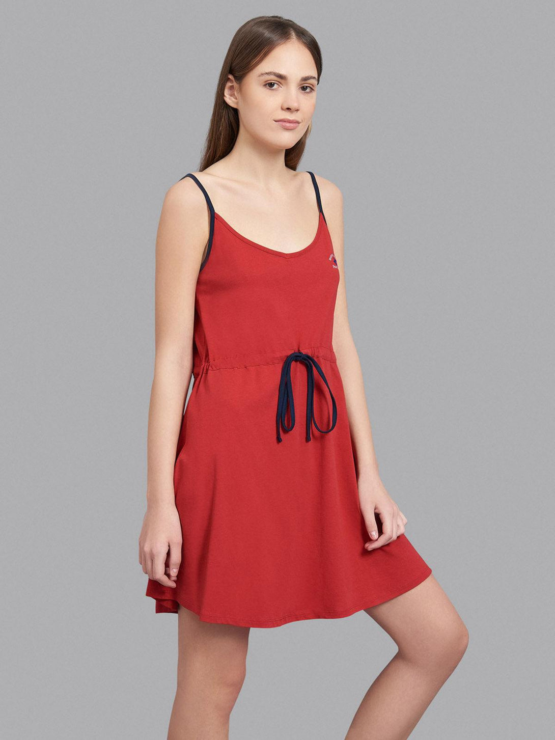 Beverly Hills Polo Club UK-DRAWSTRING WAIST DRESS RED