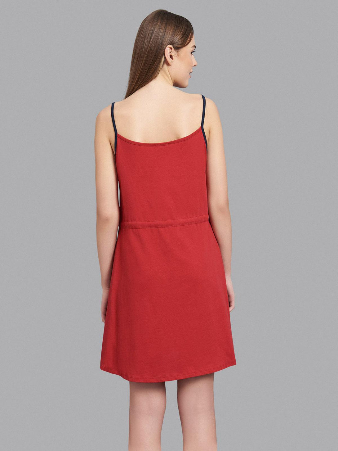 Beverly Hills Polo Club UK-DRAWSTRING WAIST DRESS RED