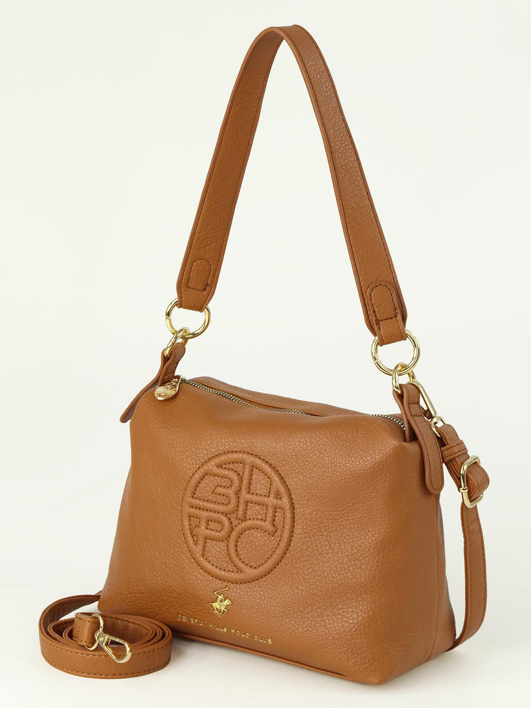 Beverly Hills Polo Club UK-EMBOSSED BHPC SHOULDER BAG BROWN