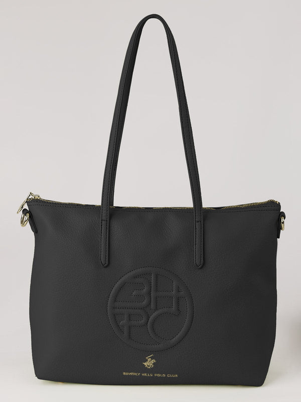 Beverly Hills Polo Club UK-EMBOSSED BHPC TOTE BAG BLACK