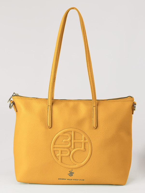 Beverly Hills Polo Club UK-EMBOSSED BHPC TOTE BAG OCHRE