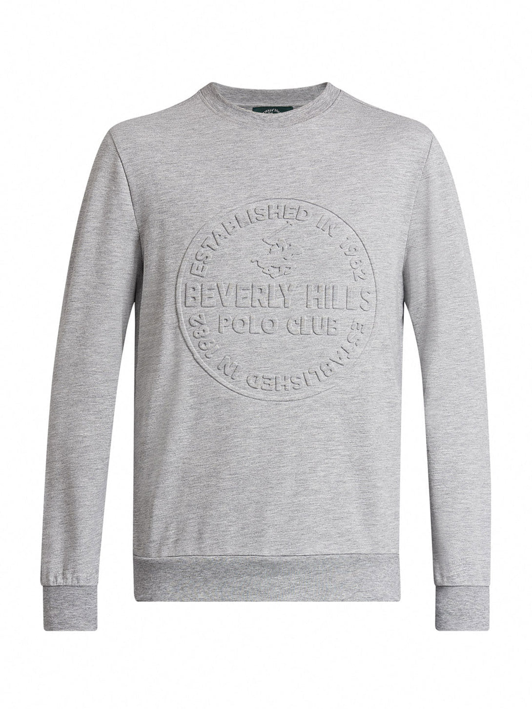 Beverly Hills Polo Club UK-EMBOSSED OVERSIZED POLO PONY SWEATSHIRT HEATHER GREY