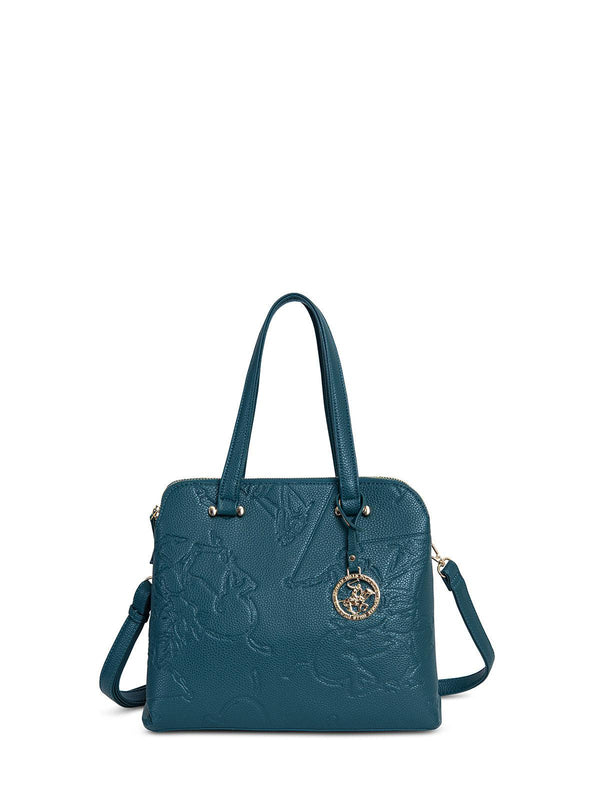 Beverly Hills Polo Club UK-EMBOSSED POLO PONY HANDBAG TEAL