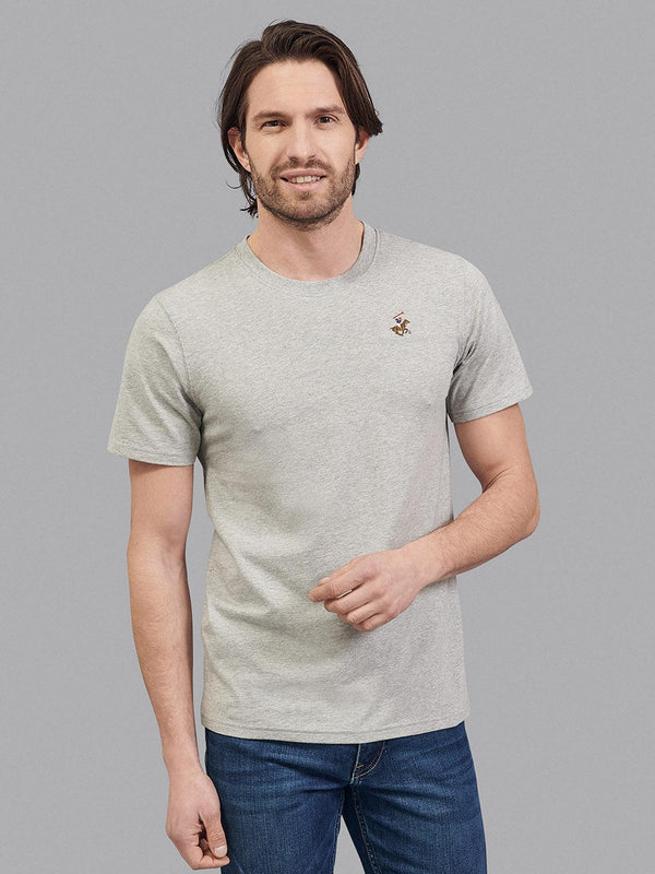 Beverly Hills Polo Club UK-ESSENTIAL FULL COLOUR SIGNATURE T-SHIRT HEATHER GREY