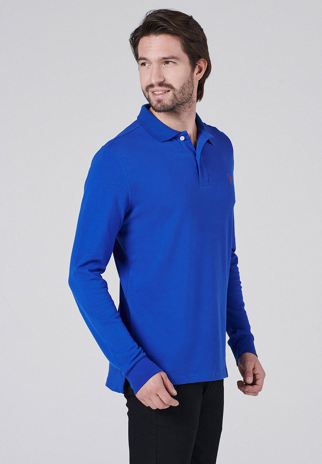 Beverly Hills Polo Club UK-ESSENTIAL POLO PONY LS POLO SHIRT ROYAL BLUE