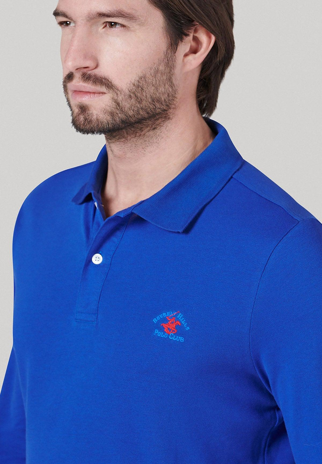 Beverly Hills Polo Club UK-ESSENTIAL POLO PONY LS POLO SHIRT ROYAL BLUE