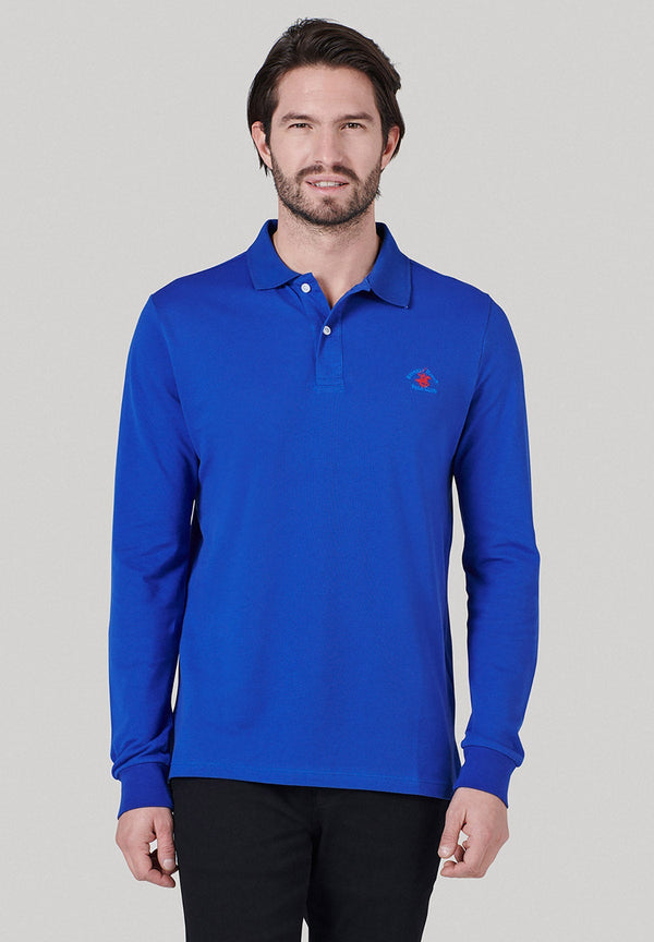 Beverly Hills Polo Club UK-ESSENTIAL POLO PONY LS POLO SHIRT ROYAL BLUE