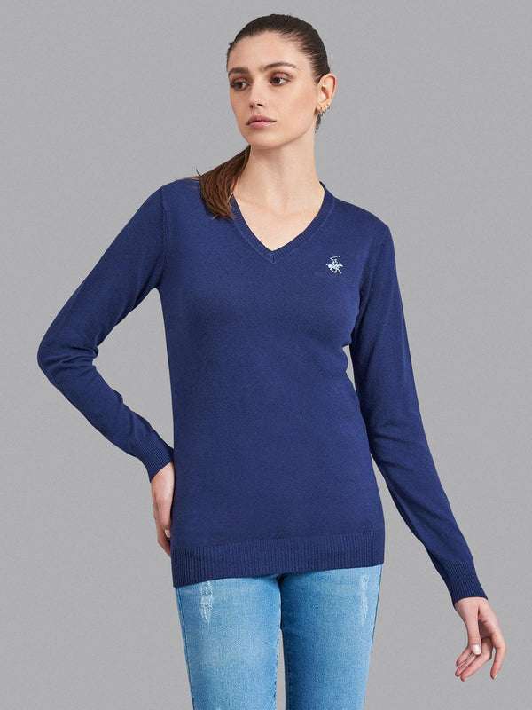 Beverly Hills Polo Club UK-ESSENTIAL POLO PONY V-NECK SWEATER TRUE NAVY