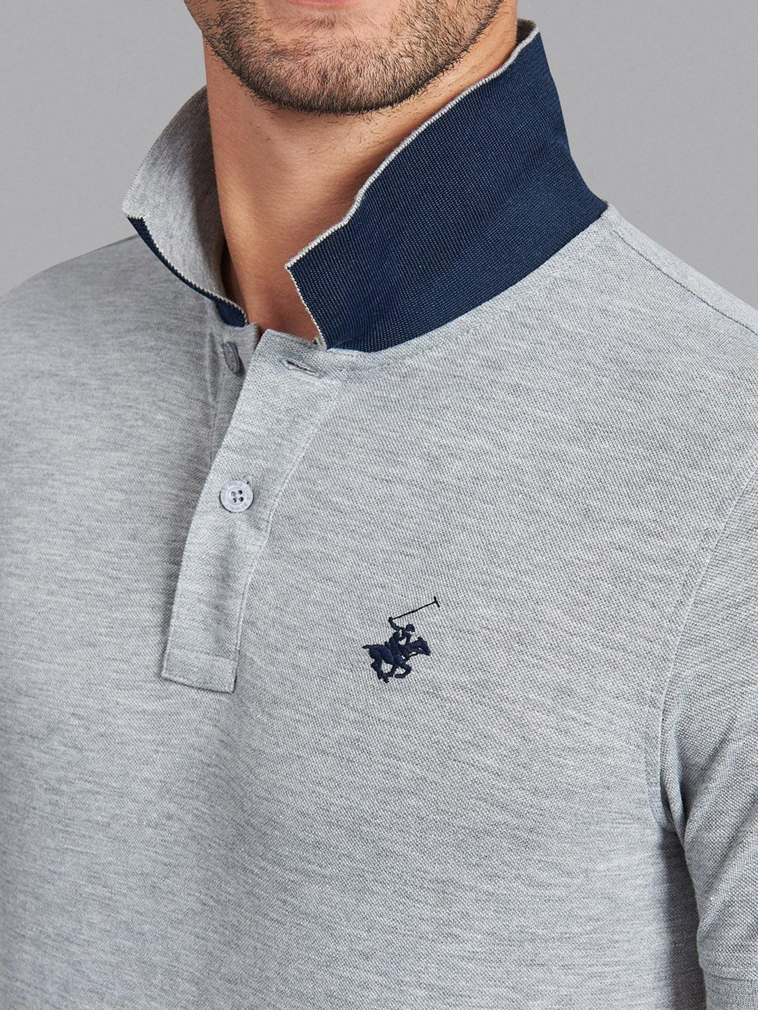 Beverly Hills Polo Club UK-ESSENTIAL POLO SHIRT HEATHER GREY