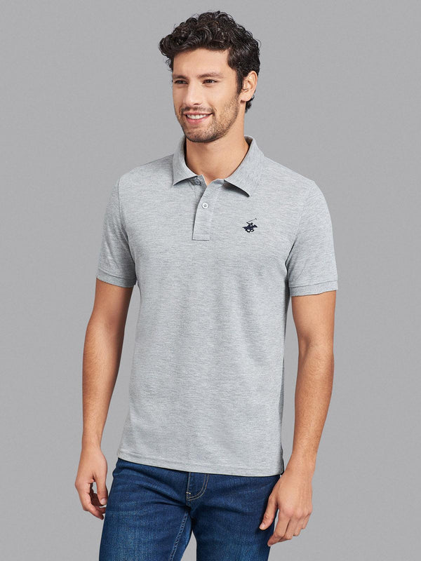 Beverly Hills Polo Club UK-ESSENTIAL POLO SHIRT HEATHER GREY