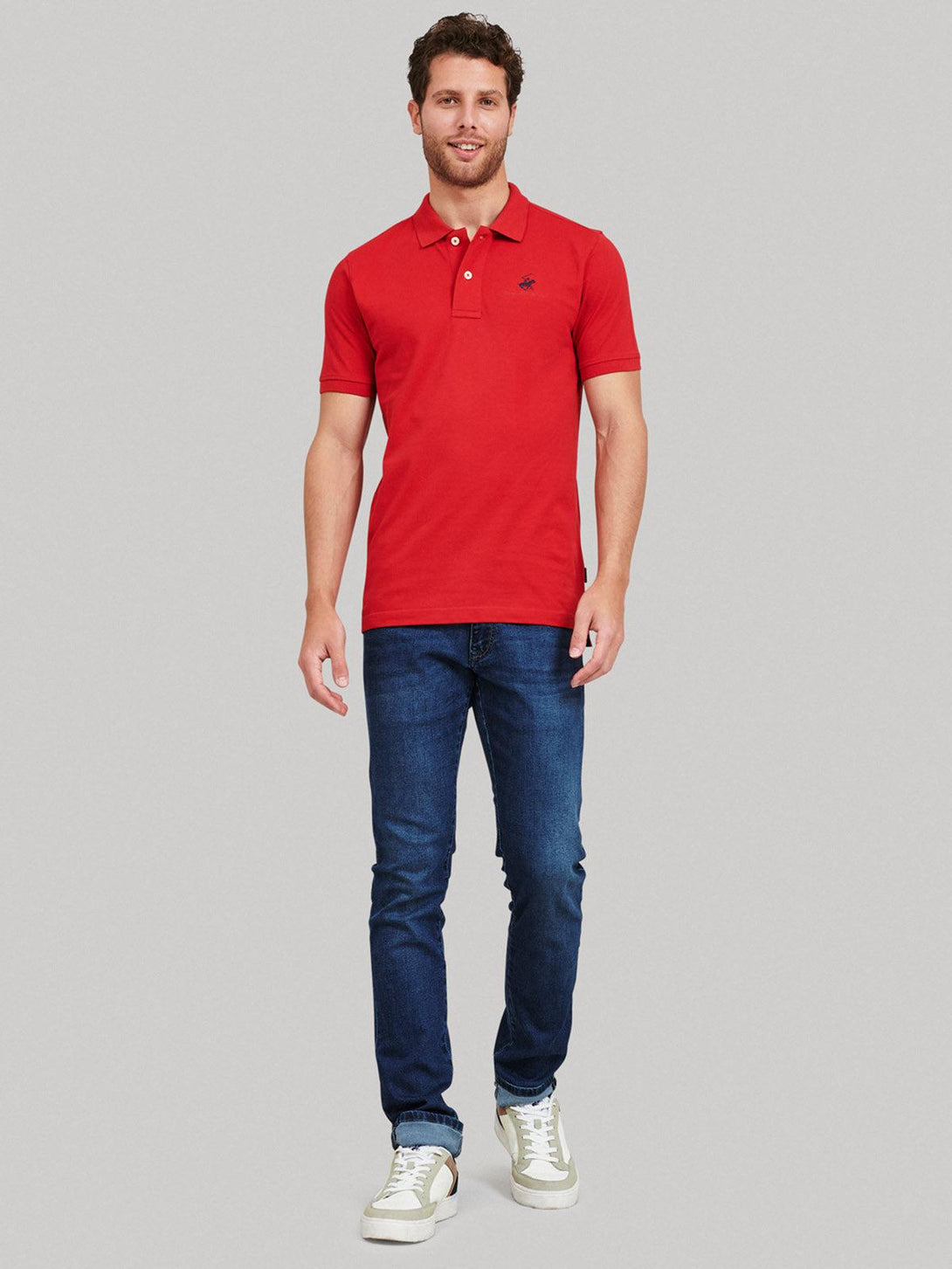 Beverly Hills Polo Club UK-ESSENTIAL SIGNATURE POLO SHIRT AA RED