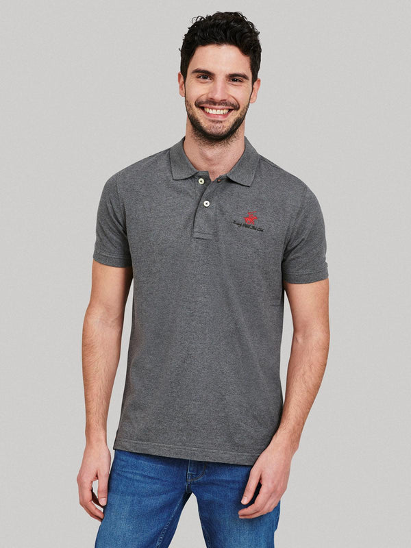 Beverly Hills Polo Club UK-ESSENTIAL SIGNATURE POLO SHIRT HEATHER CHARCOAL