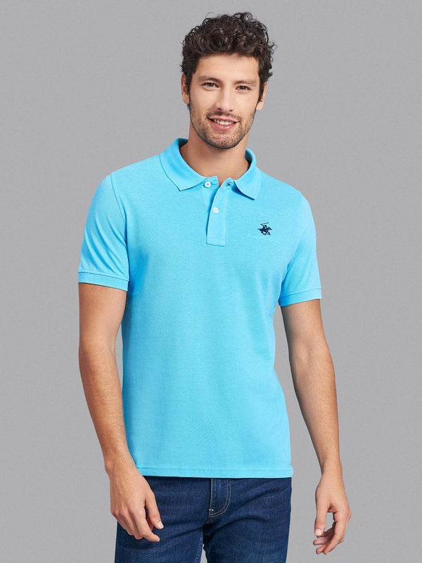 Beverly Hills Polo Club UK-ESSENTIAL SIGNATURE POLO SHIRT POWDER BLUE