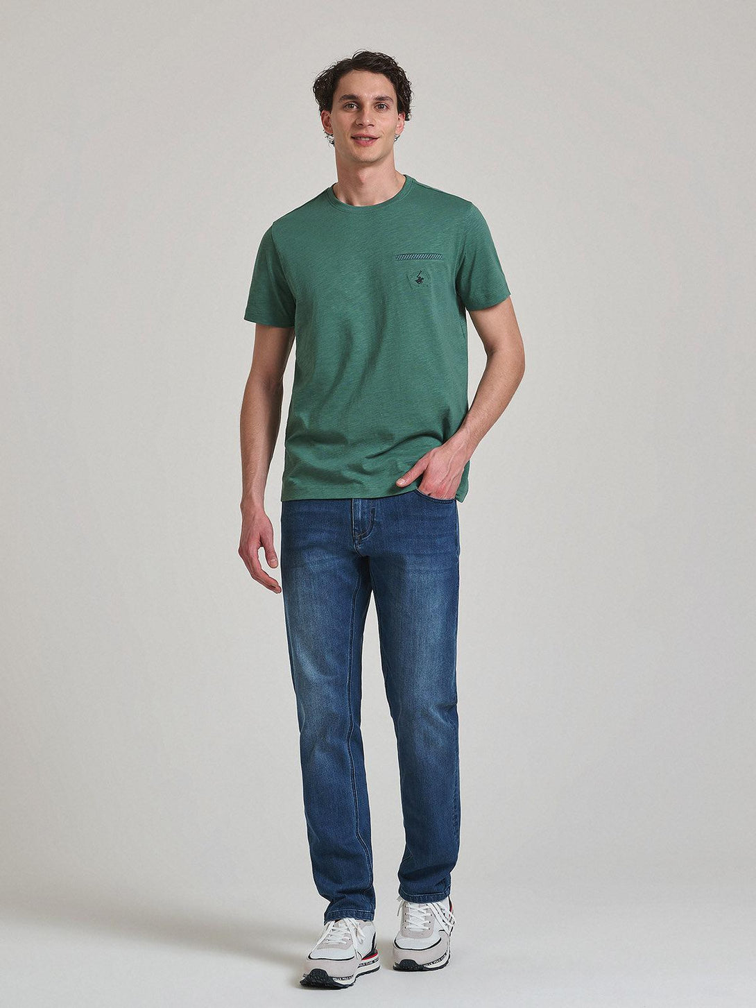 Beverly Hills Polo Club UK-FALSE POCKET T-SHIRT WOODLAND GREEN