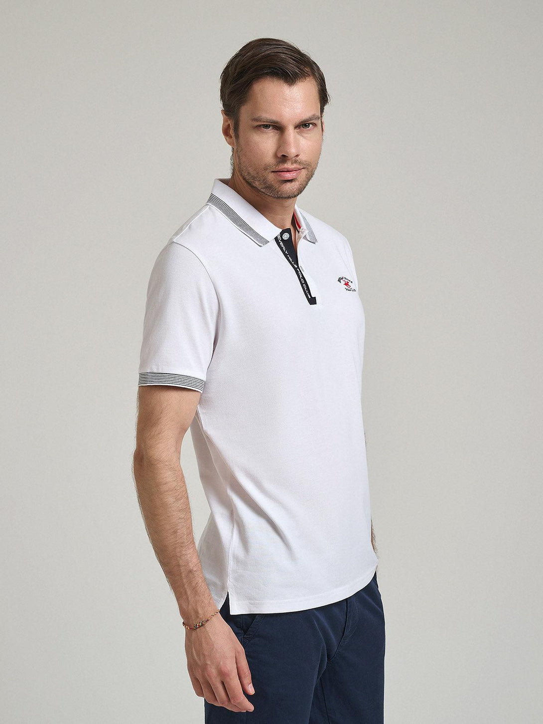 Beverly Hills Polo Club UK-FINE TIPPED POLO SHIRT WHITE